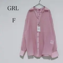 ⭐︎新品タグ付⭐︎ グレイル 楊柳シフォンバックレースアップシャツ 長袖 【F】