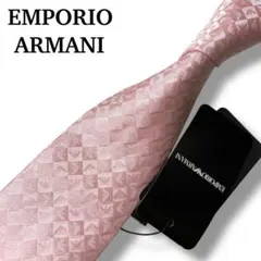 【未使用タグ付き】エンポリオアルマーニ 総柄イーグルロゴ ネクタイ ピンク