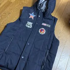 ネイビー フード付き ダウンジャケット