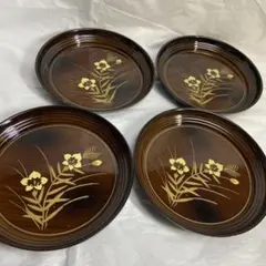 花柄 プレート 4枚セット　銘々皿　小物入れ　花瓶式