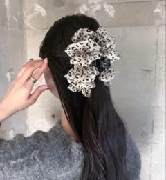 新品　LOWRYS FARM ヘアクリップヒョウガラシフォンバンス　アイボリーのサムネイル