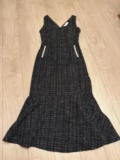 トッコ　ノースリーブ　ラメ　パール　ツイード　ロングワンピース　マーメイド