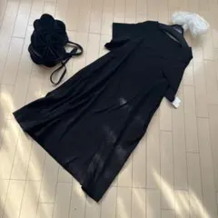 美品✨AKTE Iラインハーフスリーブカットソーワンピース 五分袖 マキシ