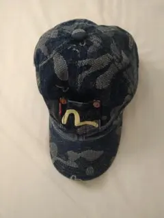 美品 EVISU デニム地 カモメ刺繍 サンバイザー 日本製 - メルカリ