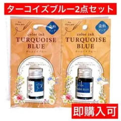 即購入可　ターコイズブルー　青　セリア　㉔　ガラスペン　染料インク　2点セットのサムネイル