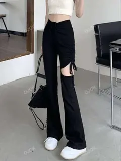 『SHEIN』ドローストリングフレアレッグパンツ 即日発送⭕️