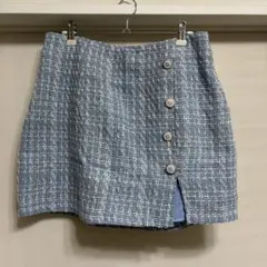 青いツイードタイトスカート