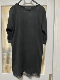ZARA BASIC スエードチュニック 五分袖 レース