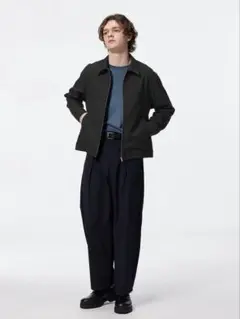 GU ジップアップシャツ M ブラック メンズ