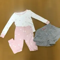 キッズパジャマセット ハート柄 ピンク100cmのサムネイル