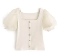 GRL シアースリーブパールボタントップス アイボリー 【fu19】