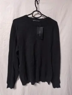 ZARA MAN ニット セーター ブラック 無地 クルーネック メンズ XL