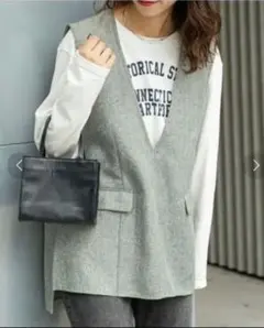 CIAOPANIC TYPY ミックスツイードVネックベスト　グレー