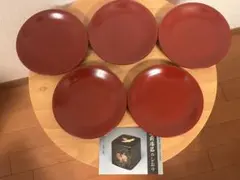 越前漆器　5寸銘々皿（朱色）　5枚セット