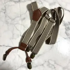 ストライプ サスペンダー ベージュ メンズ