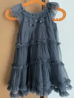 ジェラピケキッズ　グレー フリル チュール ワンピース
