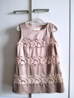 M-PREMIER ベージュ ノースリーブ チュニック 36　レース