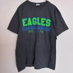 ギルダン 半袖 丸首 Tシャツ 英字 L 灰色 混紡 ストリート スポーツ 古着