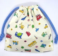 巾着袋 給食袋 コップ袋 働く車柄⑨ ハンドメイド