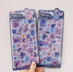【正規品】可愛い　スティッチ3D立体　ボンボンドロップシール　2枚セット　手帳