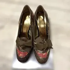 Pepita d'oro パンプス 花柄 リボン22.5㎝のサムネイル