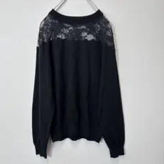 イング　ニット　セーター　花柄レース　長袖　透け感　Mサイズ