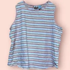 Faded Glory ノースリーブTシャツ 46/48 マルチカラーストライプ