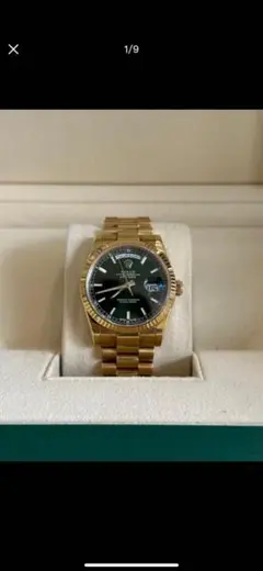 ROLEX ゴールド 自動巻き時計 グリーン文字盤