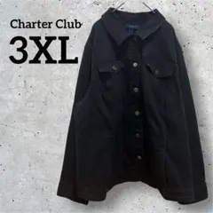 美品◆Charter Club【3X】デニムジャケット ブラック 大きいサイズ