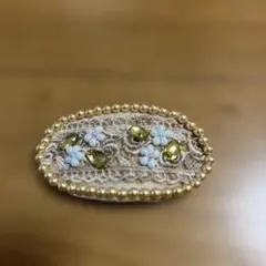 ハンドメイド バレッタ レース パール ビジュー