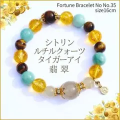 ルチルクォーツ×シトリン×翡翠×タイガーアイ パワーストーンブレスレット
