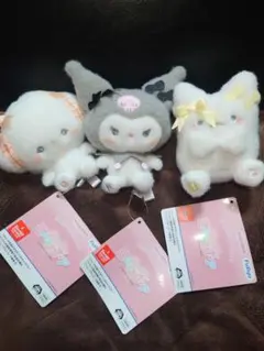 산리오 ミルキーボア カラフルリボンマスコット 3종 세트