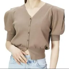 スナイデルsnidel パフスリーブ ブラウン カーディガン