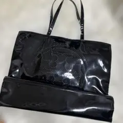 ブラックパテントレザー トートバッグ