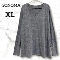 SONOMA 【XL 】グレー 長袖Tシャツ Vネック