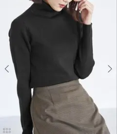 リブタートルニットプルオーバー　ロペピクニック　黒　ブラック　ハイネック