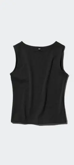 【美品】UNIQLO ユニクロ ボートネックノースリーブT　ブラック　Lサイズ