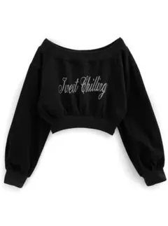 GRL ビジューロゴオフショルトップス［pm692］