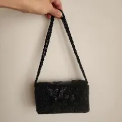 ビーズ装飾 ブラック パーティーバッグ