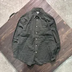 7BS2 【VISBY】ボタンダウン　長袖　チェックシャツ　緑　古着used