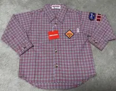 【新品未使用タグ付き】 MIKI HOUSE 赤 チェック シャツ 90