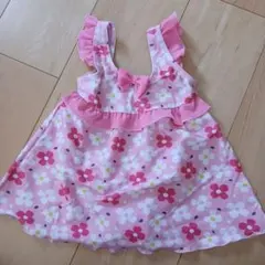 女の子用ワンピース水着 100cm ピンク花柄
