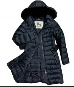 BURBERRY ブラック ロングダウンジャケット UK 6