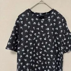 Ｈ＆Ｍ　ヤシの木プリントクルーネックTシャツ( US XS 日本Ｓ相当)黒のサムネイル