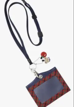 ファミリア　パスケース　赤　チェック　ネームホルダー