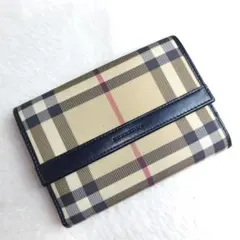【美品/大人気】BURBERRY バーバリー ノバチェック 二つ折り財布 BURBERRY バーバリー ノバチェック 二つ折り財布 Wホック レザー