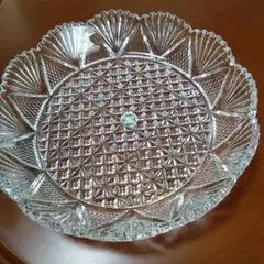 HOYAクリアガラス カットグラス皿 20cm