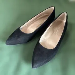 【美品】EIZO スエードパンプス23cm 黒　ポインテッドトゥ