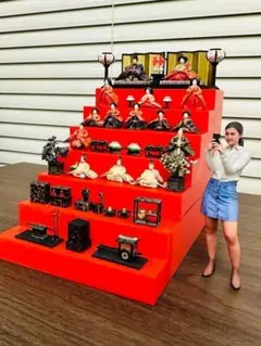ミニチュア★ひな人形7段飾り★リーメントに★フィギュア★1/64(人形)★ 雛人形 コンパクト 陶器 小さい 可愛い ひな人形/ 錦彩花かざり雛(七