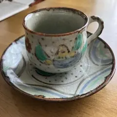 コーヒーカップ　ティーカップ　ソーサー　小鳥　花　1客　陶磁器製